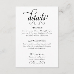 Classic Black and White Wedding Details Enclosure Card