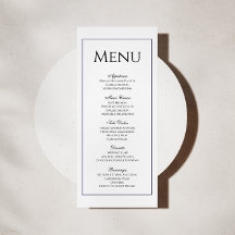 Classic Black and White Wedding Dinner Menu