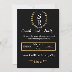 classic black and white wedding invitation
