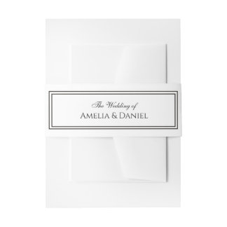 Classic Black and White Wedding Invitation Belly Band