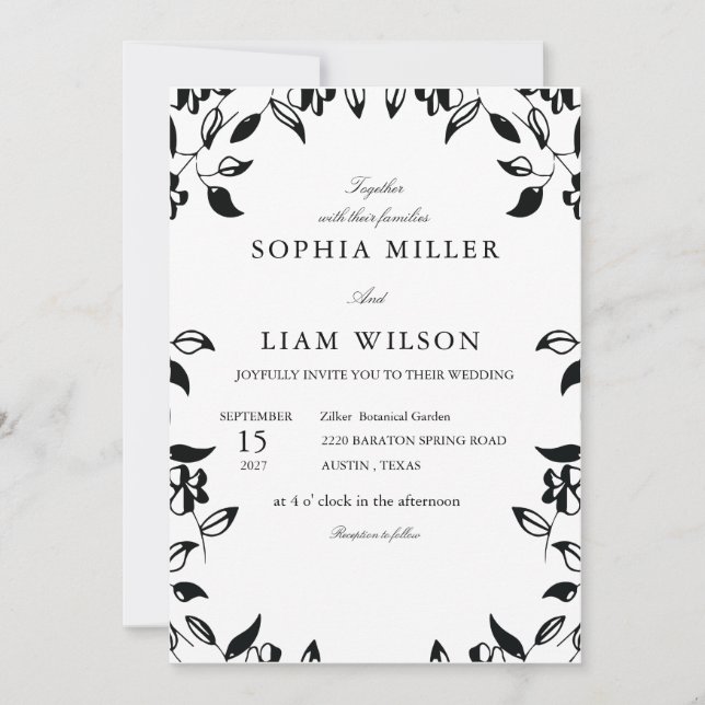classic black and white wedding invite (Front)