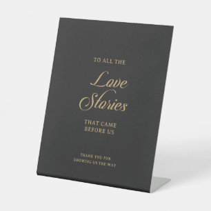 Classic Black and White Wedding Love Stories  Pedestal Sign