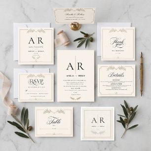 Classic black and white wedding monogram simple napkin