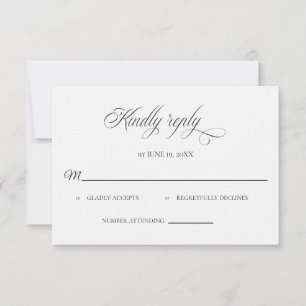 Classic Black and White Wedding RSVP card