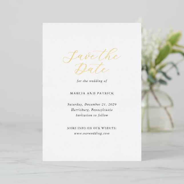 Classic Black and White Wedding Save the Date (Standing Front)