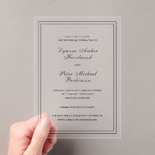 Classic Black and White Wedding Save the Date Acrylic Invitations