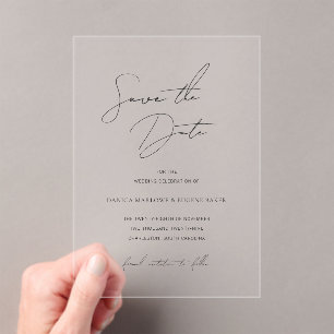 Classic Black and White Wedding Save the Date Acrylic Invitations