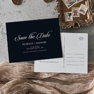 Classic Black and White Wedding Save the Date Invitation Postcard
