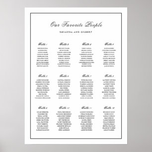 Classic Black and White Wedding Seating Chart