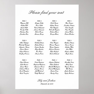 Classic Black and White Wedding Seating Chart