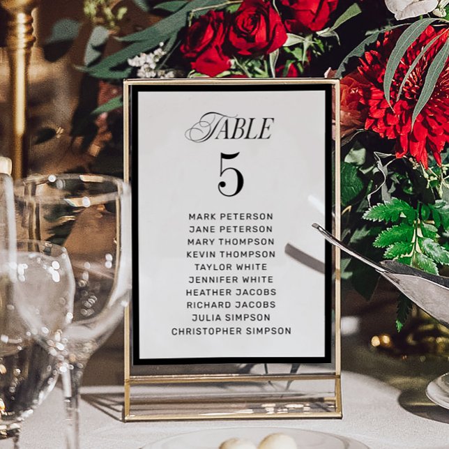 Classic Black and White Wedding Seating Chart Table Number (Creator Uploaded)