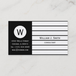 Classic Black And White Yet Elegant Monogrammed Business Card