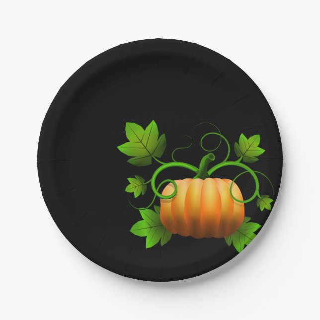 Classic Black Autumn Pumpkin Plates (Front)