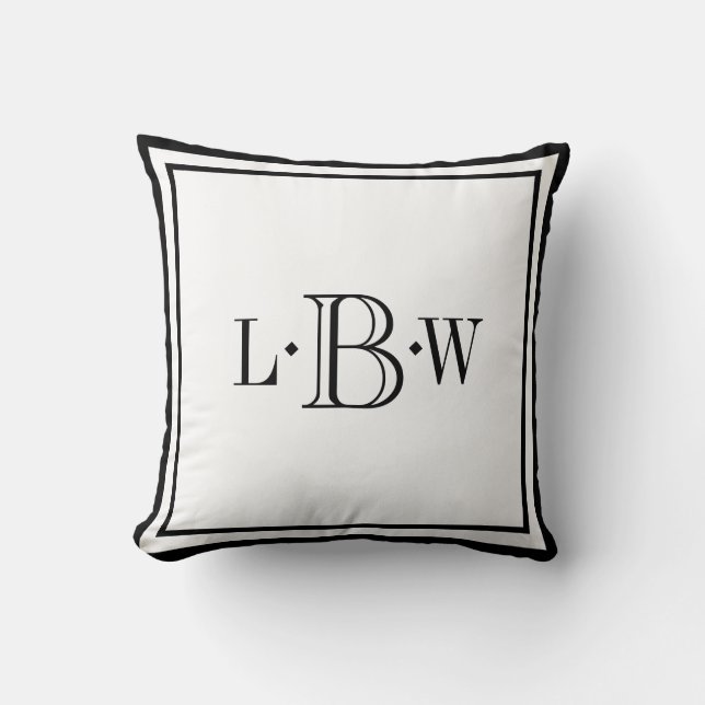 Classic Black Border Monogrammed Cushion (Front)