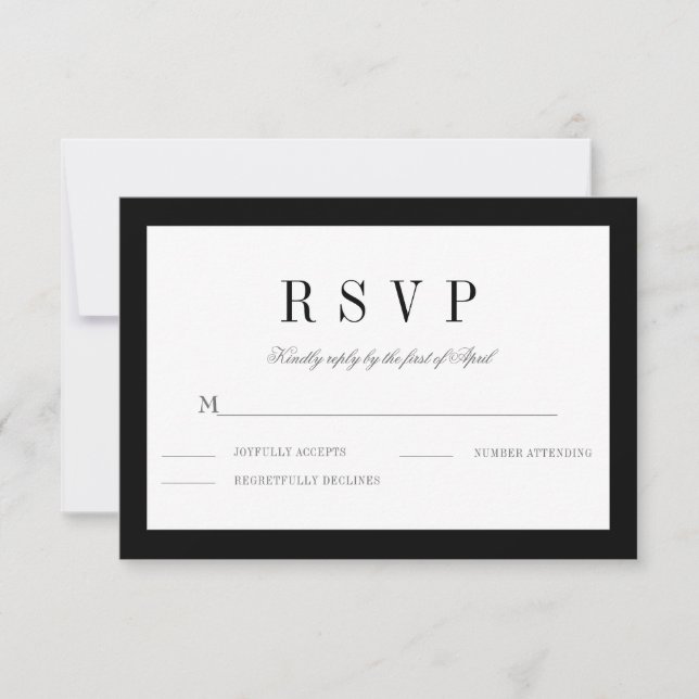 Classic Black Border Wedding RSVP Response Card (Front)