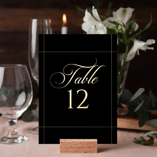 Classic Black Border Wedding Table Number Sign (Creator Uploaded)