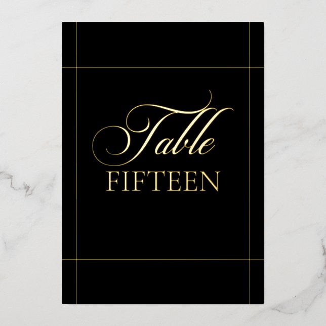 Classic Black Border Wedding Table Number Sign (Front)