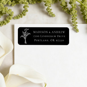 Classic Black Calla Lily Wedding Return Address