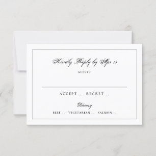 Classic Black Calligraphy Monogram Frame Wedding RSVP Card