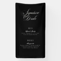 Classic Black Calligraphy Signature Drinks Menu