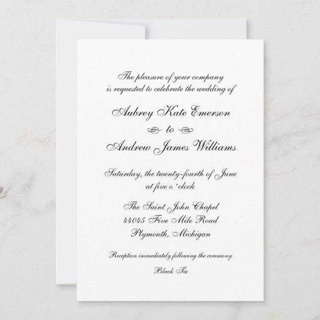Classic Black Calligraphy Wedding Invitation (Front)