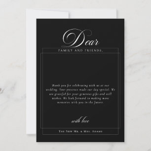 Classic Black Calligraphy Wedding Photos Thank You Invitation