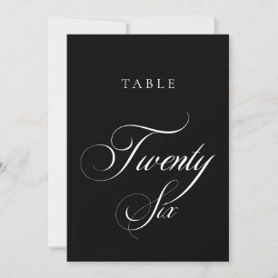 Classic Black Calligraphy Wedding Table Number