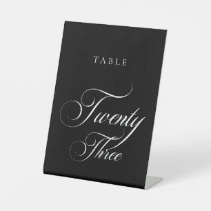 Classic Black Calligraphy Wedding Table Number Pedestal Sign