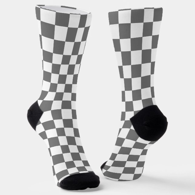 Classic black checkerboard socks (Angled)