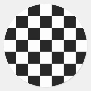 Classic black chequerboard round sticker