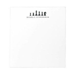 Classic Black Chess Game Pieces Monogram  Notepad