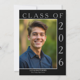 Classic Black Class of 2025 Graduate Custom Photo Invitation