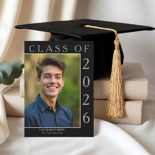 Classic Black Class of 2025 Graduate Custom Photo Invitation