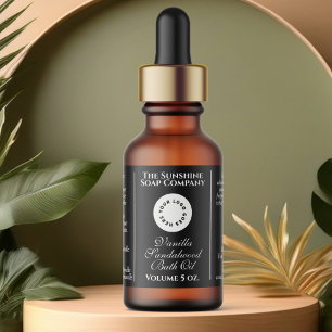 Classic black cosmetics dropper bottle label