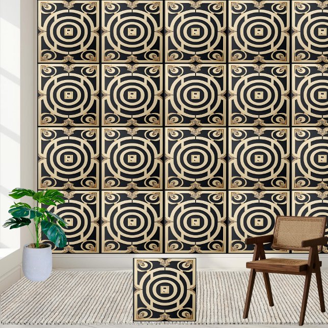 Classic Black Cream White Greek Design Wall Floor  Tile (Creator Uploaded)