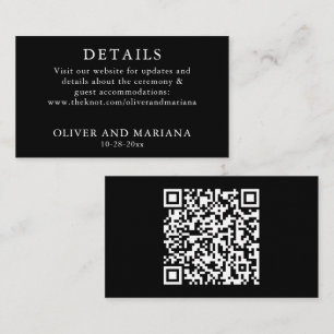 Classic Black Details QR Code Wedding Enclosure Card