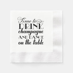 Classic Black Drink Champagne Dance Wedding Napkin