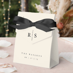 Classic Black & Ecru Monogram Wedding Favour Box