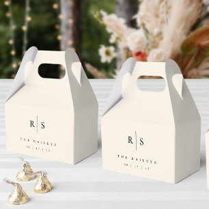 Classic Black & Ecru Monogram Wedding Favour Box