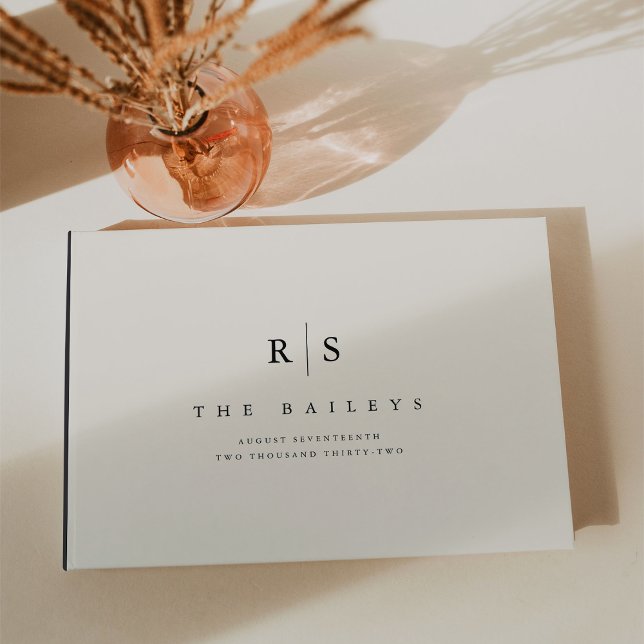 Classic Black & Ecru Monogram Wedding Guest Book (Creator Uploaded)