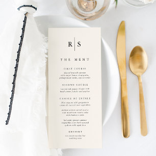 Classic Black & Ecru Monogram Wedding Menu