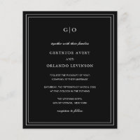 Classic Black Elegant Budget Wedding Invitation