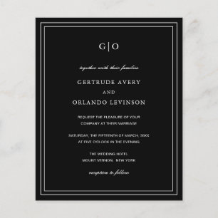 Classic Black Elegant Budget Wedding Invitation Flyer