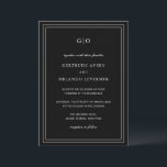 Classic Black Elegant Wedding Invitation<br><div class="desc">Classic black wedding invitation featuring a simple and minimal design with your monogram at the top and your event details surrounded by a double border.  The fonts alternate between and elegant script,  a traditional serif and minimalist sans serif fonts.  This invitation is great for a formal wedding.</div>