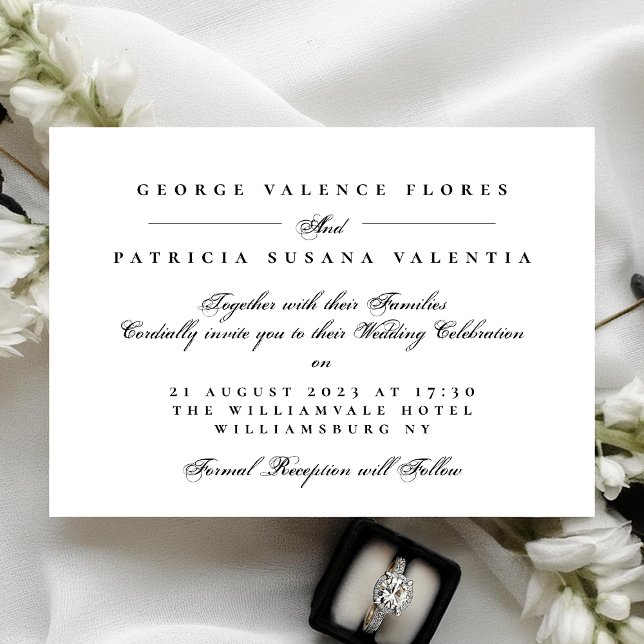 Classic Black Formal Calligraphy Elegant Wedding Invitation (Creator Uploaded)
