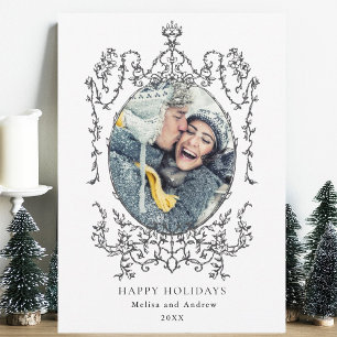 Classic Black Frame Happy Holidays Photo  Holiday Card