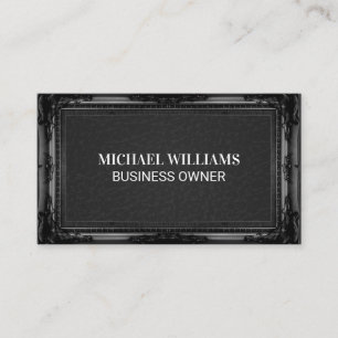 Classic Black Frame   Leather Texture Business Card