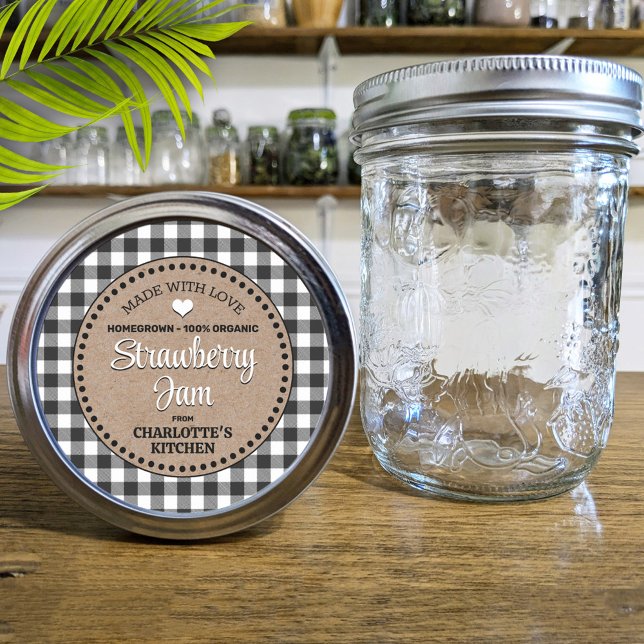Classic Black Gingham Canning Jar Label (Creator Uploaded)