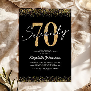 Classic Black Gold 70th Birthday Invitation