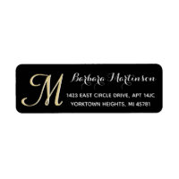 Classic Black Gold Custom Monogram Address Label